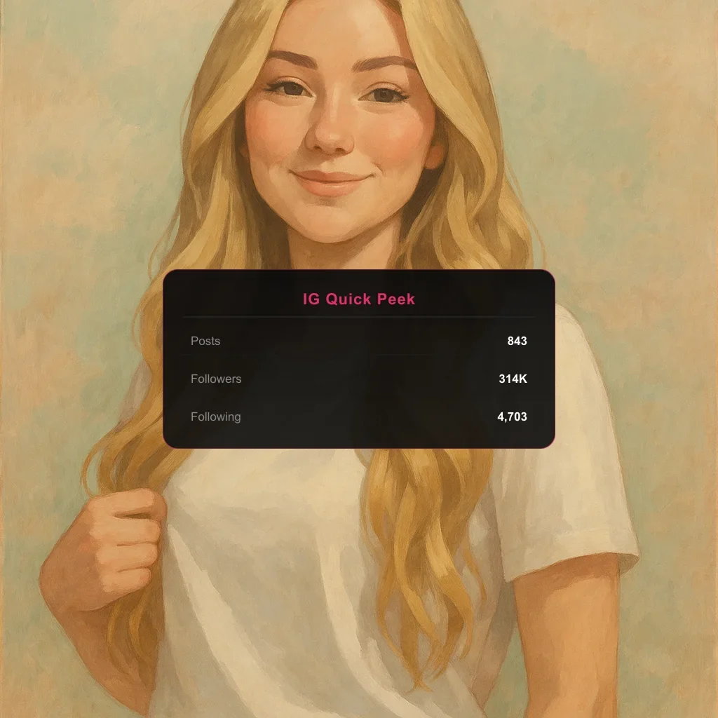 Vanessa Rae Adams instagram metrics infographic